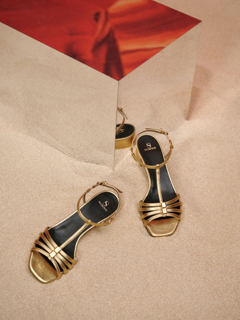 Sandales de luxe pour femme doré métallisé maison skorpios