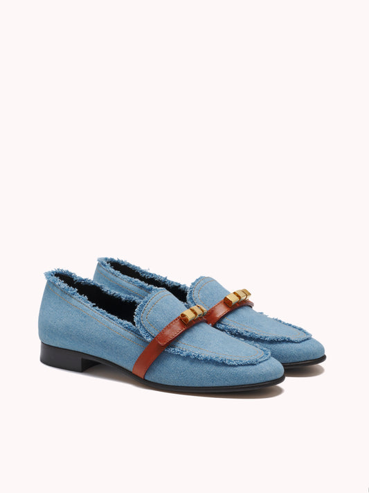 modern and elegant light blue denim loafers skorpios