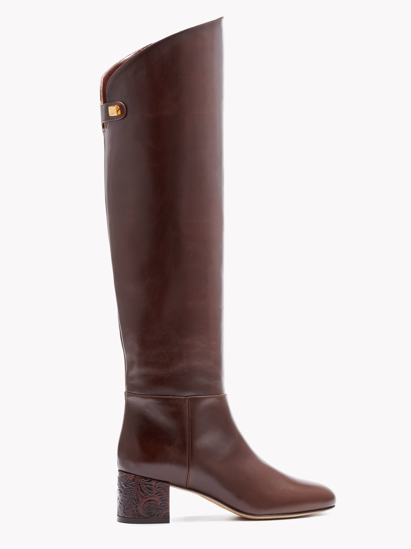 Mid heel boots in brown luxury leather made in Italy by Adriana Abascal Emanuele filiberto