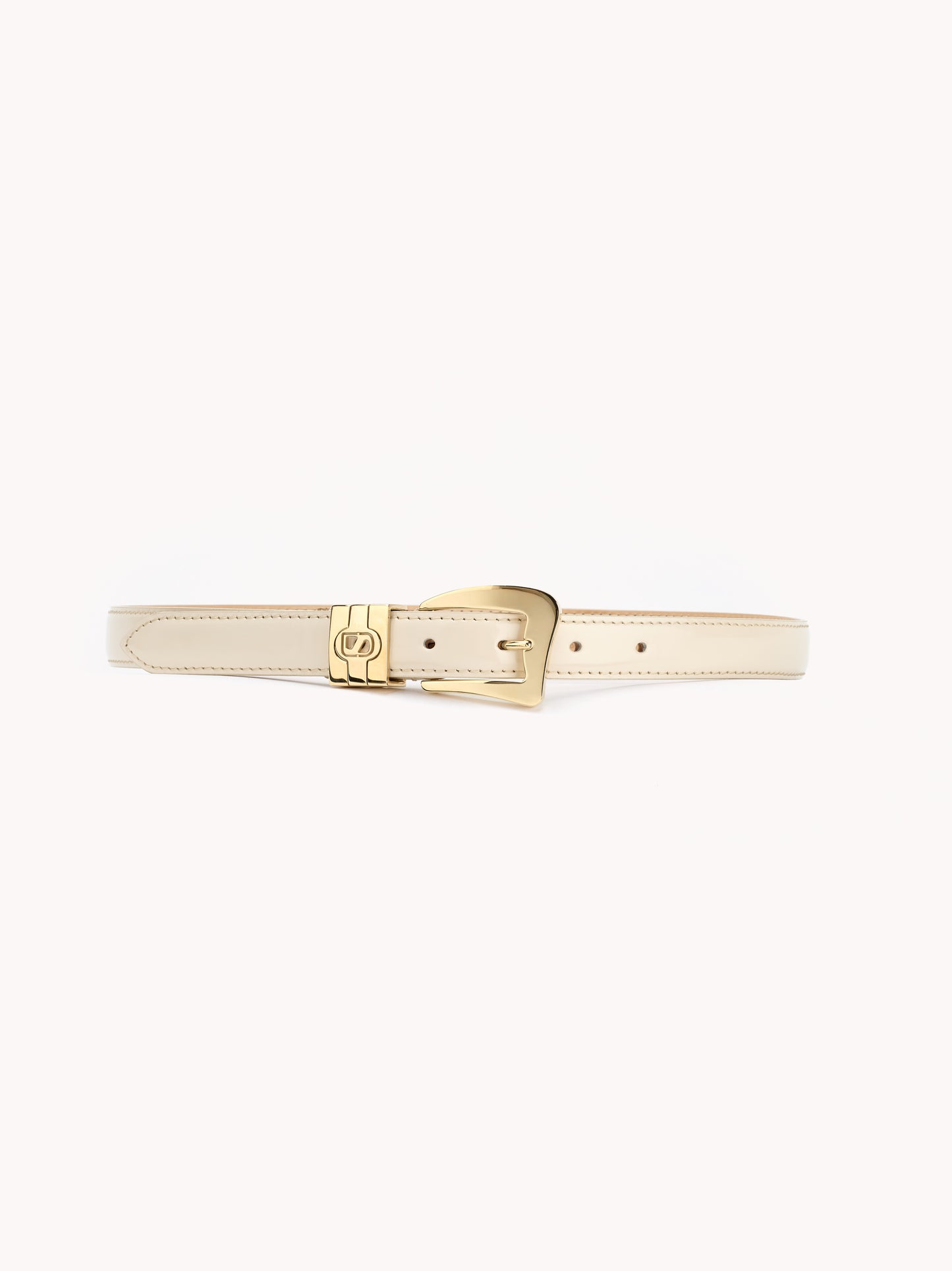 Beige cream calf leather belt with a glossy effect Maison Skorpios by adriana abascal