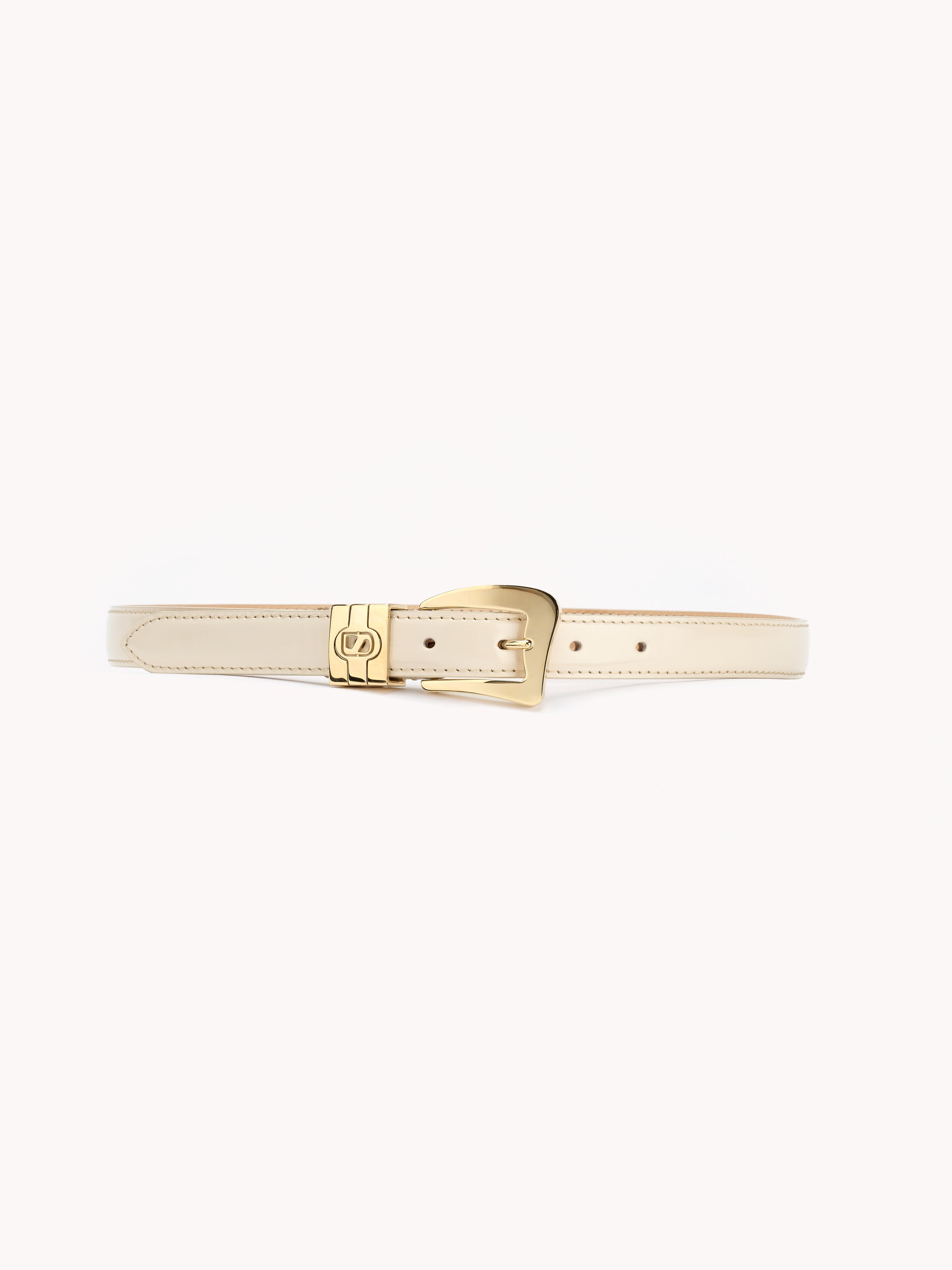 Beige cream calf leather belt with a glossy effect Maison Skorpios by adriana abascal