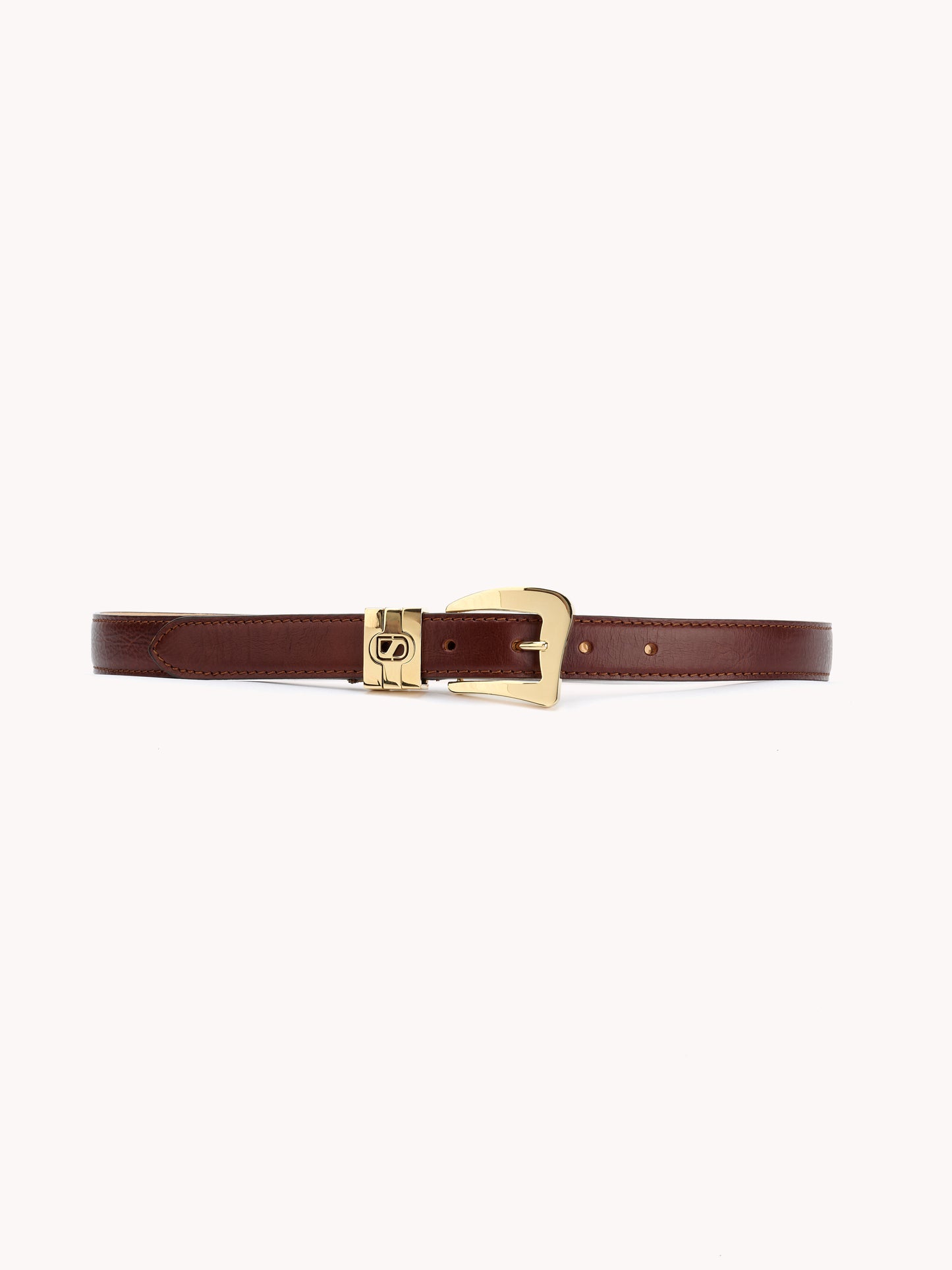 casual brown belt with gold brass buckle Maison Skorpios by Adriana Abascal