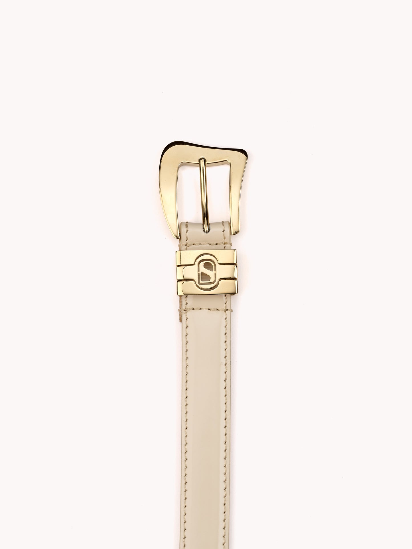 glossy belt elegant beige calf leather Maison Skorpios by Adriana Abascal