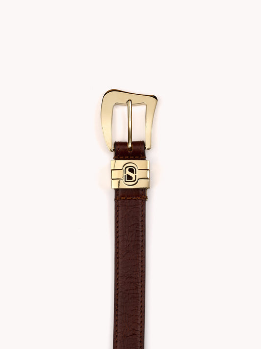 tan cognac belt in luxurious materials Maison Skorpios by Adriana Abascal