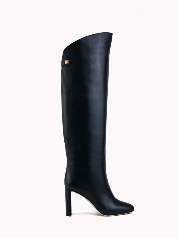 Caroline high-heel couture nappa black leather boots