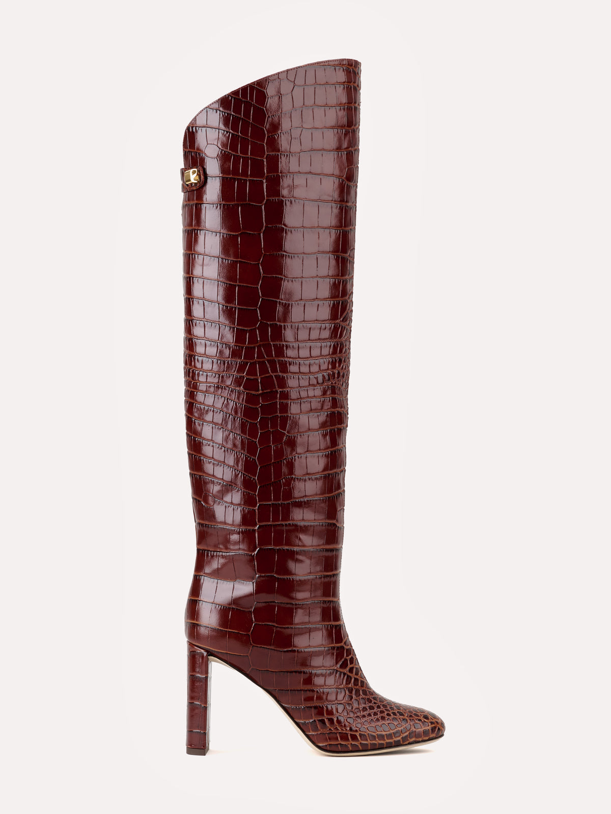 erplain_file_id:1371393 - Adriana burgundy high-heel crocodile-embossed leather boots