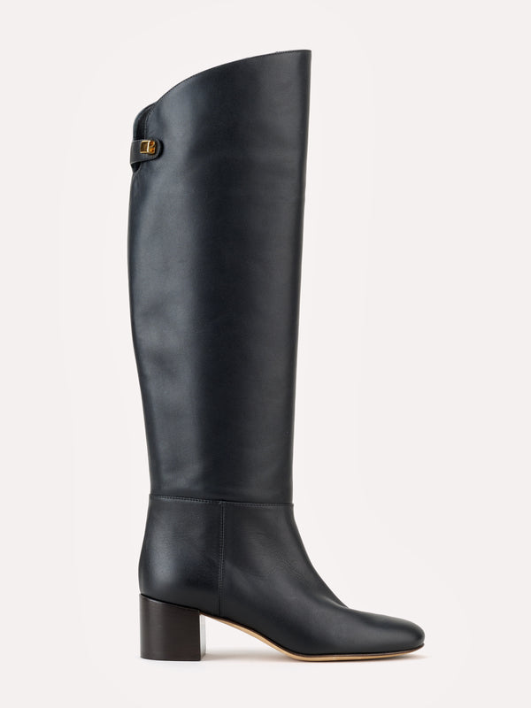 Adry Up mid-heel piper black leather boots - Maison Skorpios by Adriana Abascal