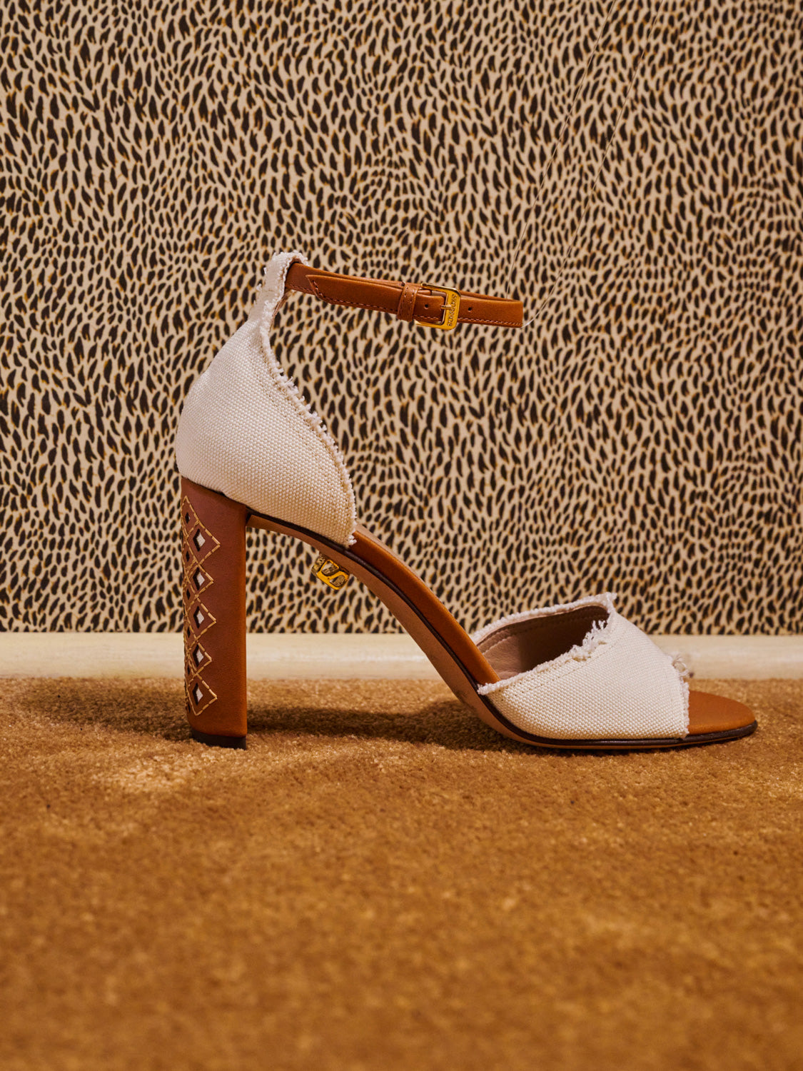 Valentina Luc high-heel canvas cream sandals - Maison Skorpios by Adriana Abascal