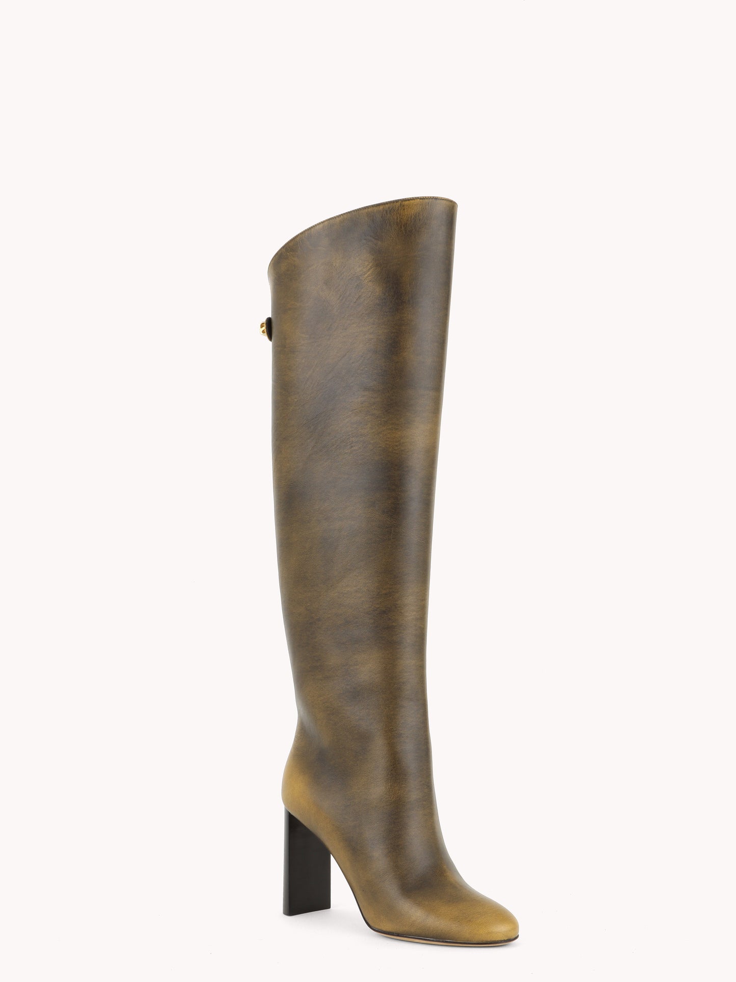 Luxury casual high heel boots in brown leather maison skorpios by adriana abascal emanuele filiberto