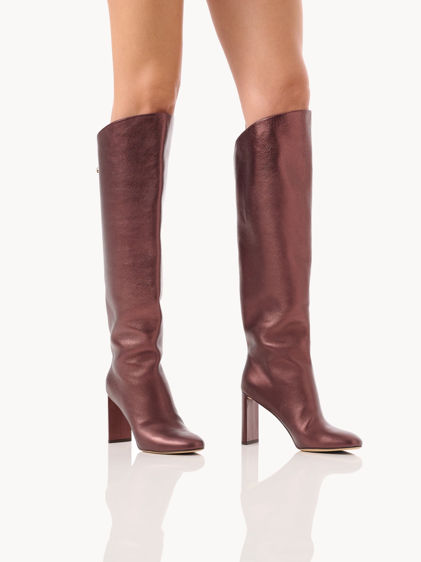 Metallic boots in brown luxury leather by adriana abascal Emanuele filiberto