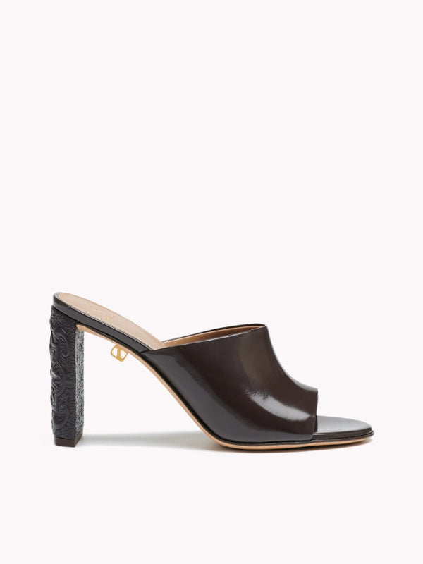 erplain_file_id:764184 - Annabelle Maca high-heel patent leather chocolate brown mules - Maison Skorpios by Adriana Abascal