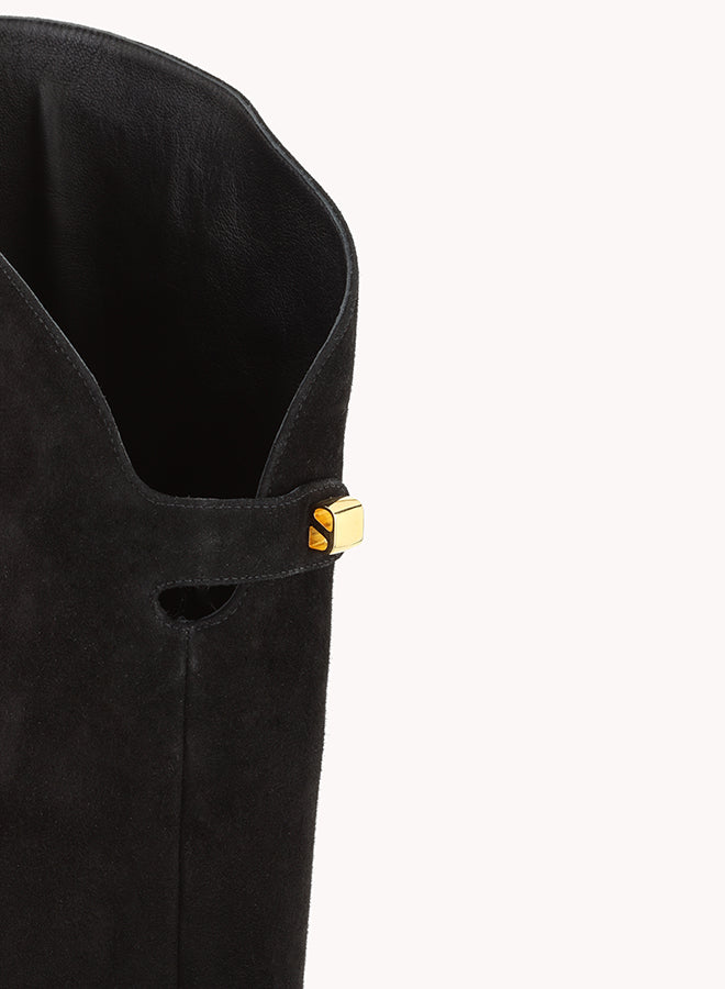Stivali Adriana con tacco alto in camoscio nero - Maison Skorpios di Adriana Abascal