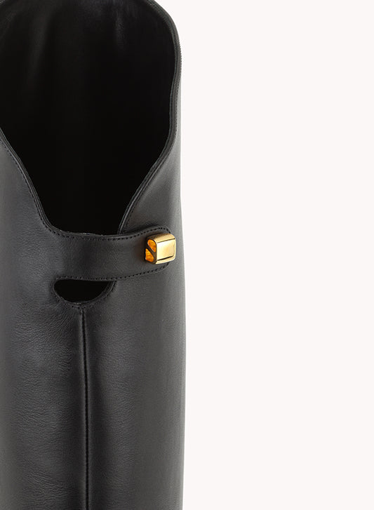 black leather boots made in Italy skorpios by adriana abascal Emanuele filiberto