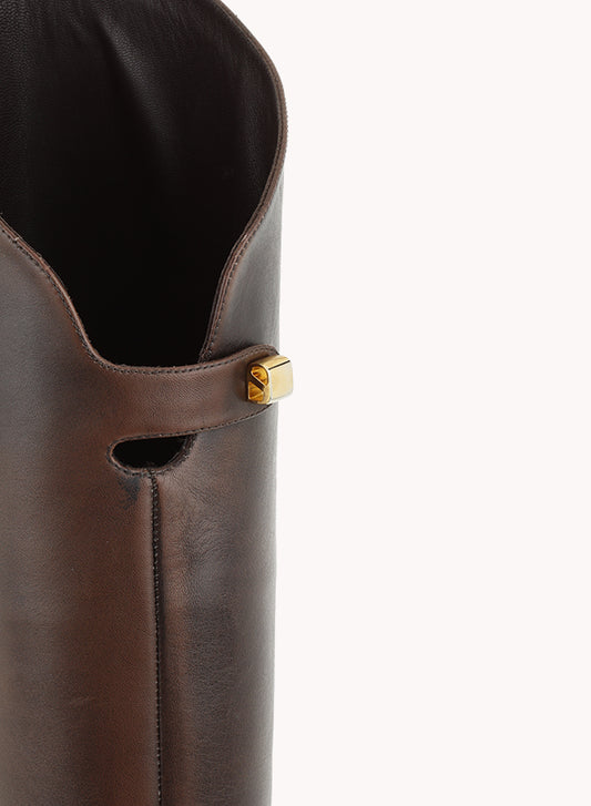 luxury chocolate brown leather boots for women skorpios by adriana abascal Emanuele filiberto