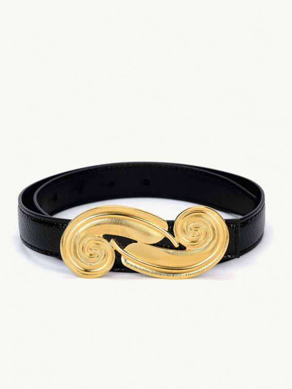 erplain_file_id:765606 - Feather Belt in caviar black grained leather