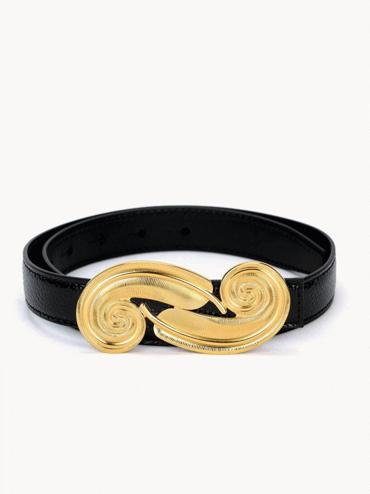 erplain_file_id:765606 - Feather Belt in caviar black grained leather