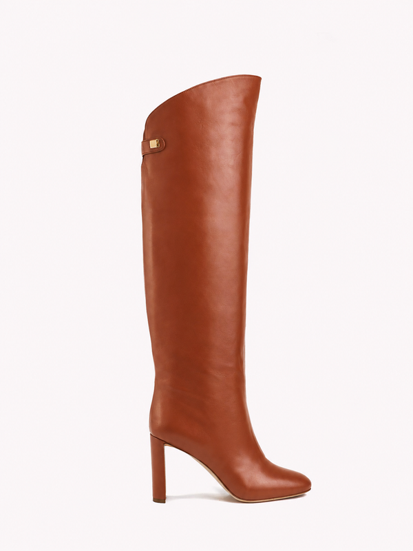 Caroline high-heel couture nappa cognac leather boots