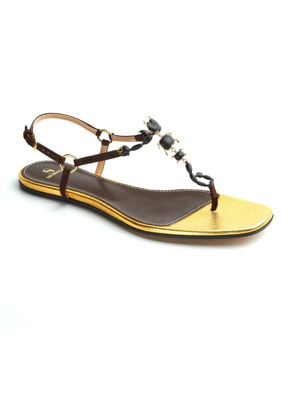 erplain_file_id:764597 - Bianca flat brown chocolate leather scorpion sandals