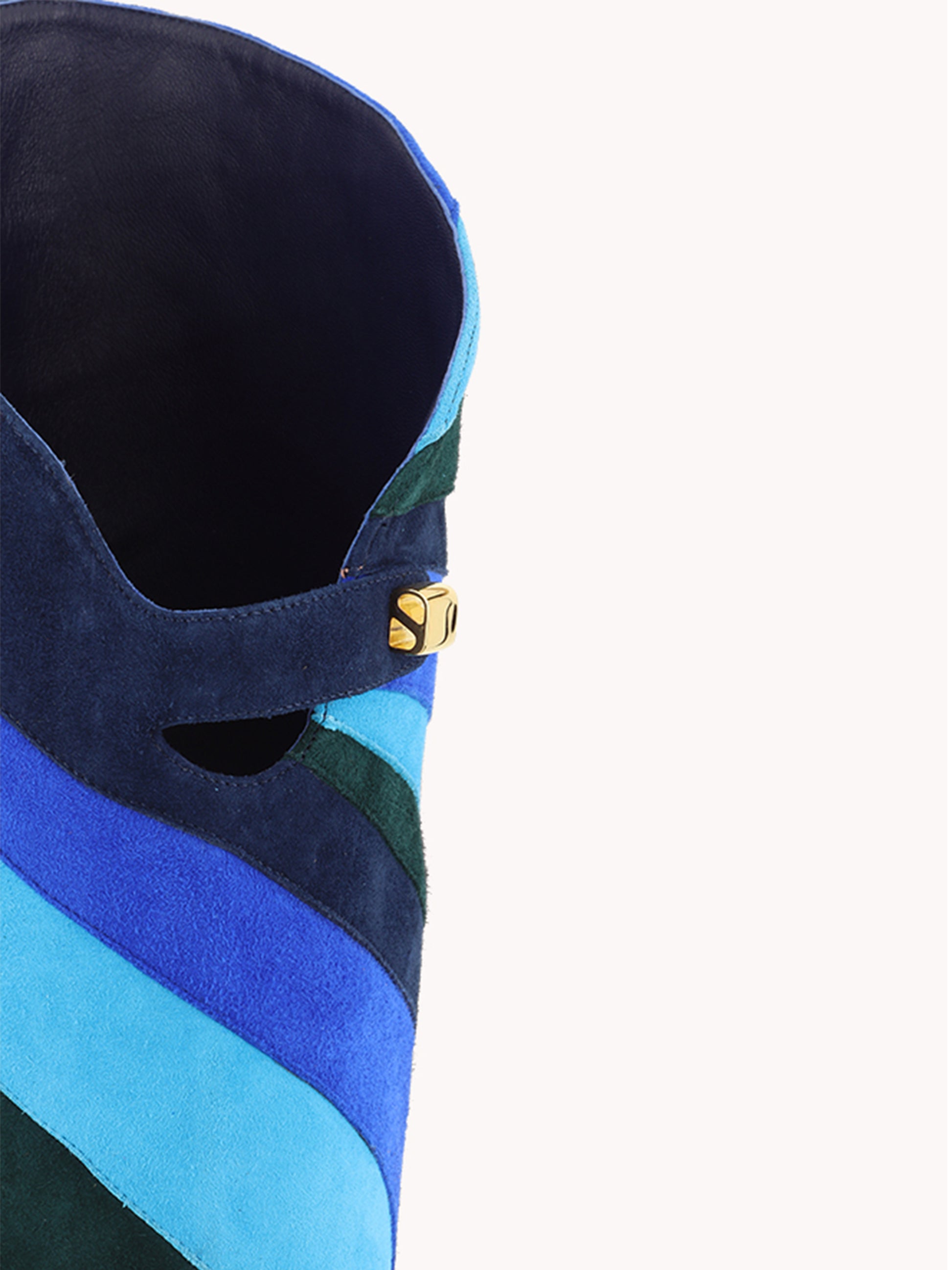 Luxury patchwork boots in suede blue maison skorpios by adriana abascal Filiberto de Saboya