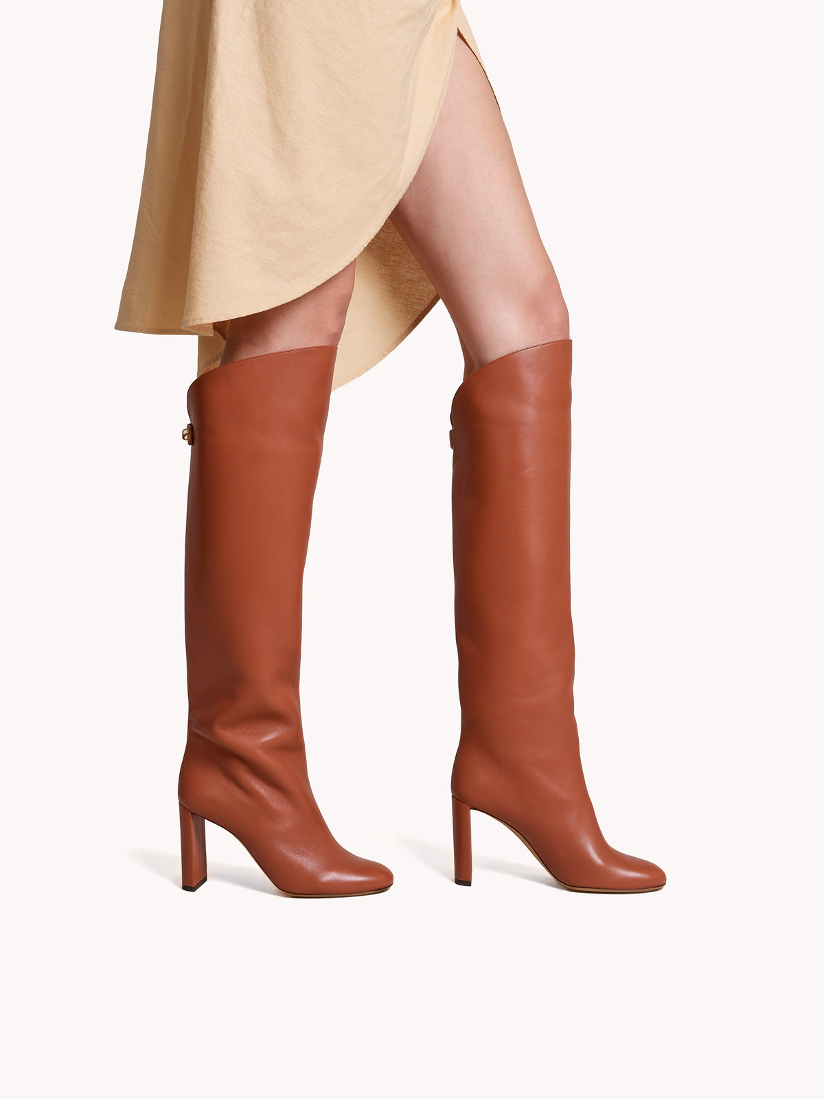 Adriana high-heel Nappa caramel leather boots - Maison Skorpios by Adriana Abascal