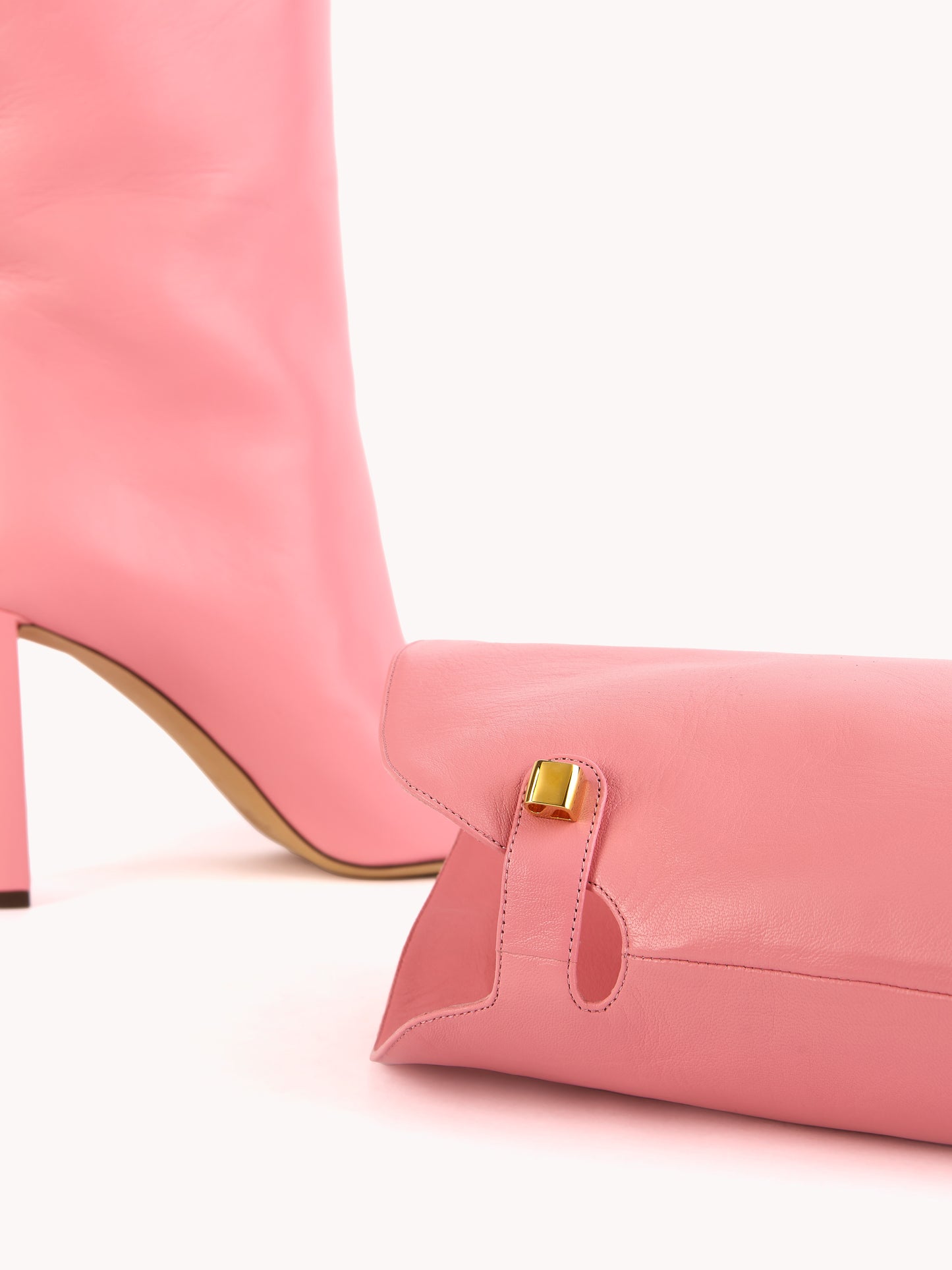 designer boots made in italy with nappa pink bubble gum leather and high heel maison skorpios by adriana abascal emanuele filiberto di Savoia