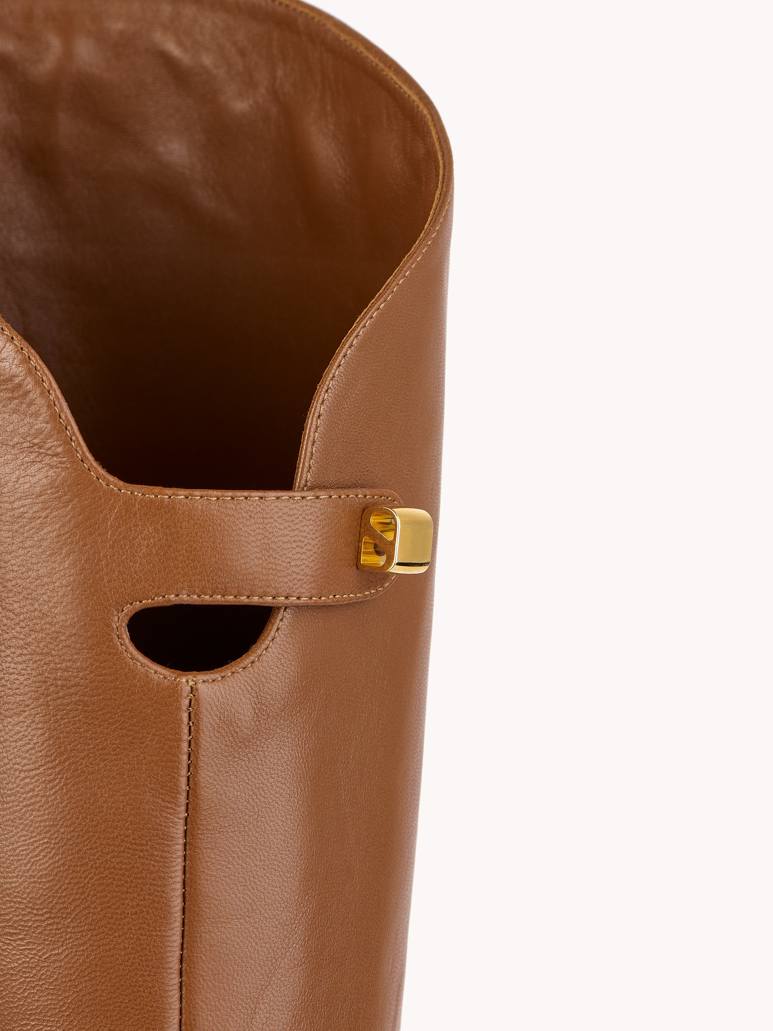 trendy cognac mid heel leather boots for women made in Italy maison skorpios by adriana abascal emanuele filiberto