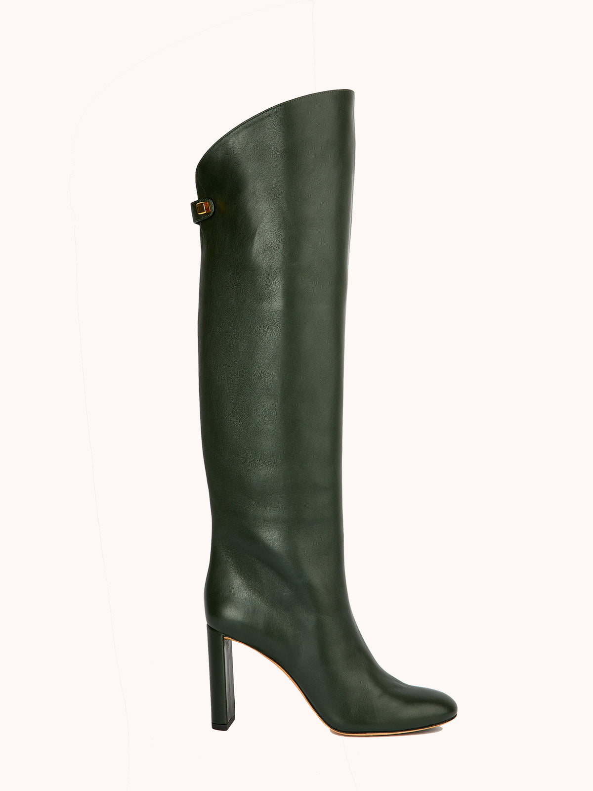 Bottes à talons Adriana en cuir d'agneau vert bouteille