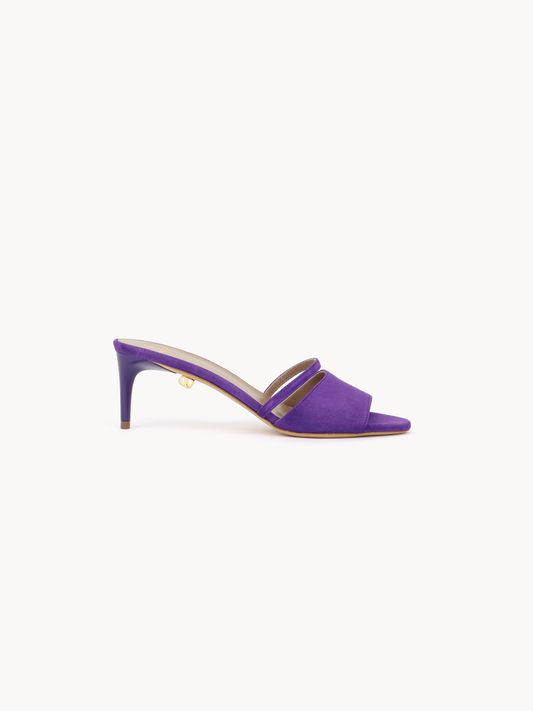 elegant mid-heel stiletto mules cashmere purple suede skorpios