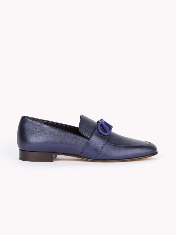 Blair Metallic Nappa Navy Loafers