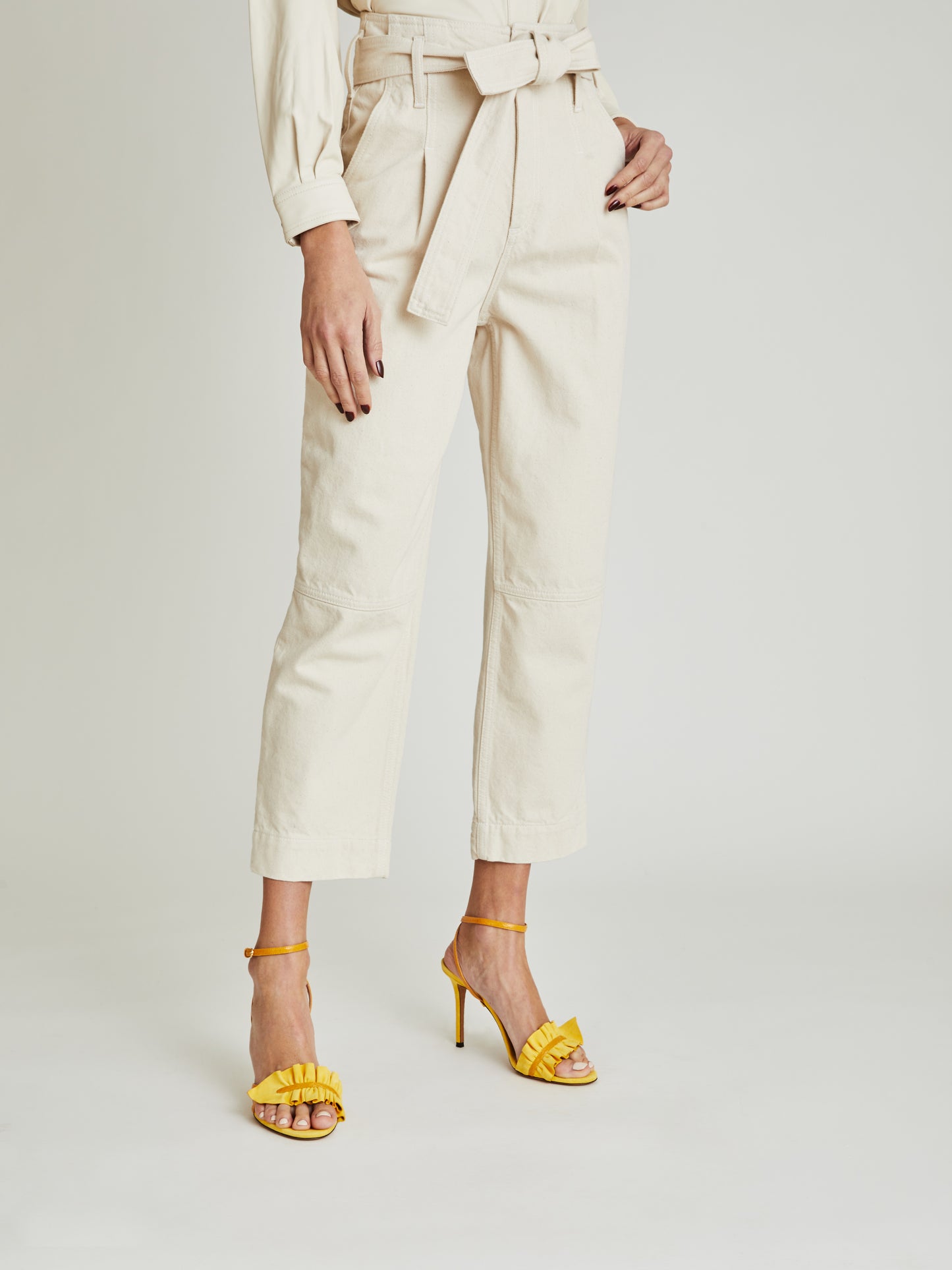 Almudena high-heel yellow suede sandals - Maison Skorpios by Adriana Abascal