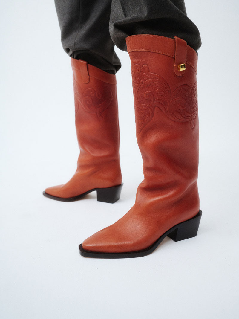 luxury western boots supple leather mid-heel skorpios