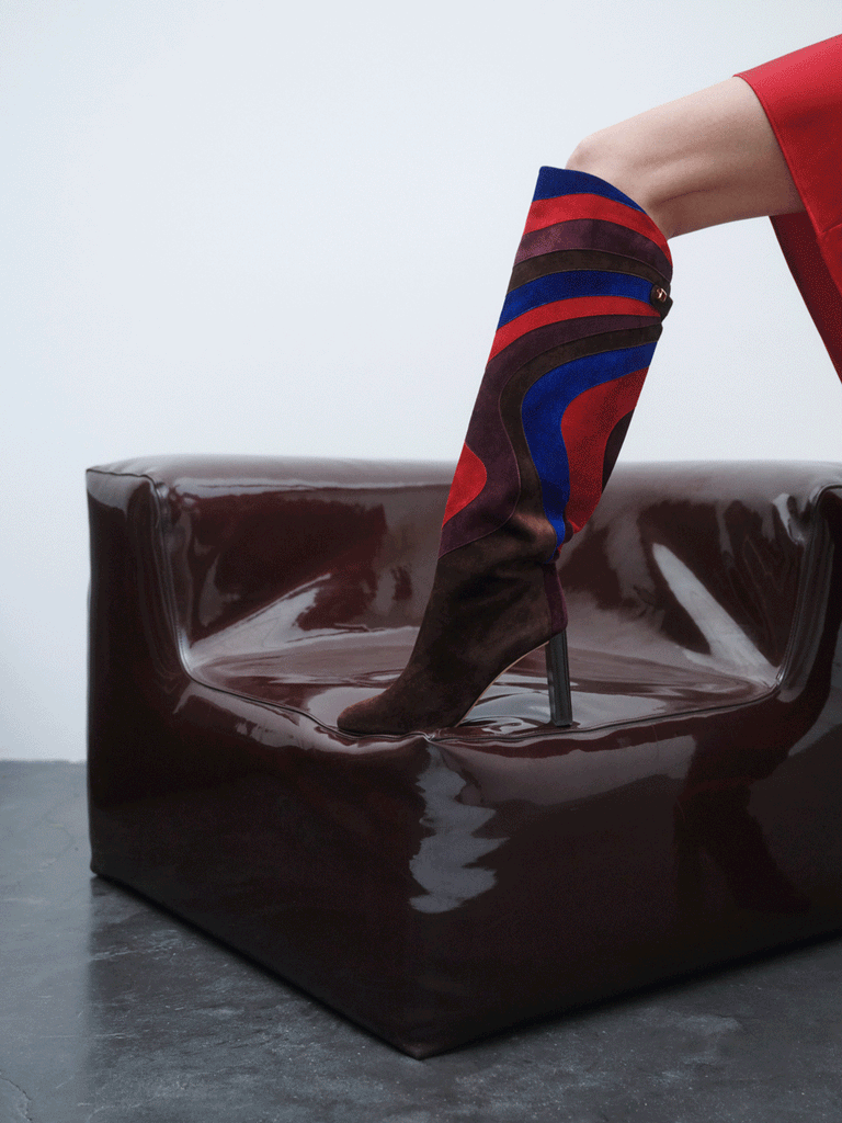 luxury patchwork high-heel boots skorpios