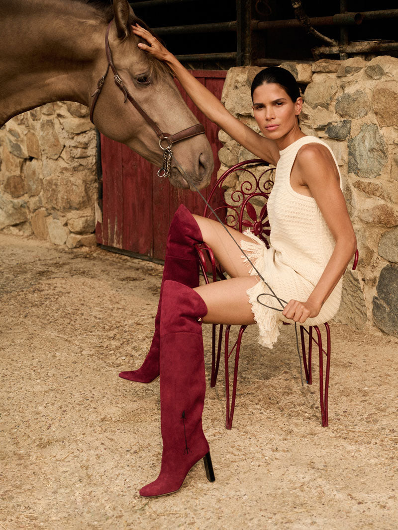 over-the-knee high-heel suede boots skorpios