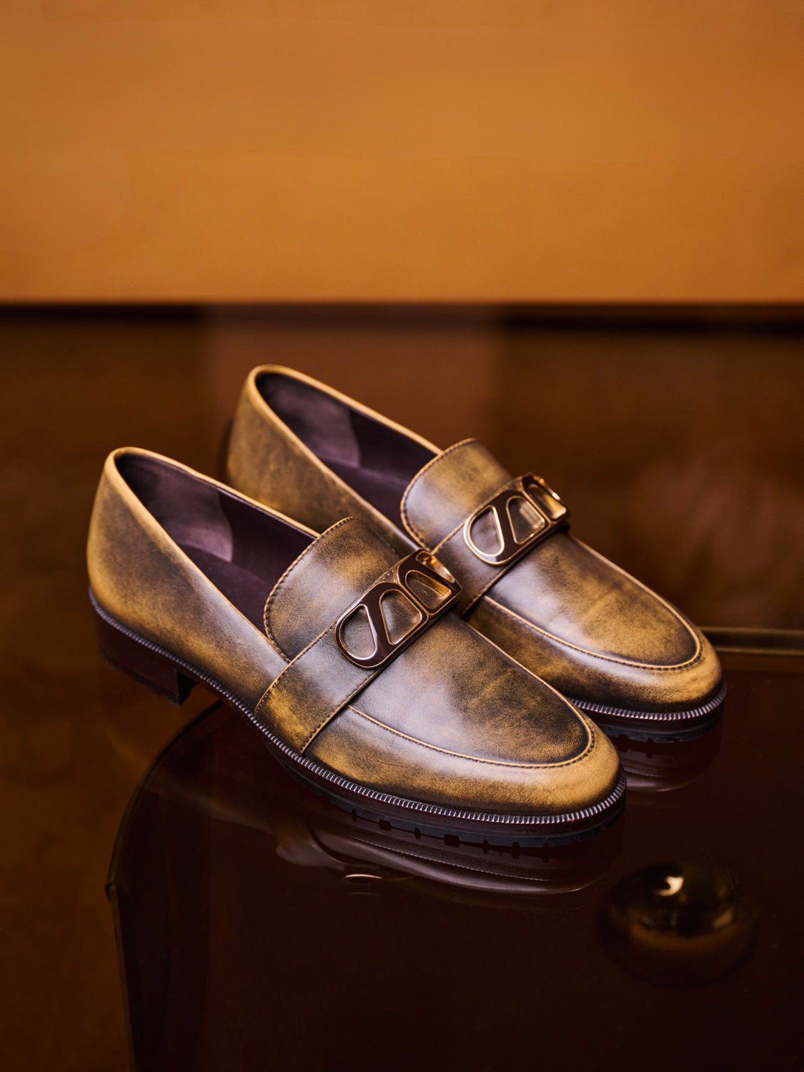 Mocassini in Piper Marrone Dorato Blair London