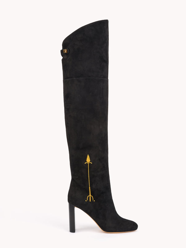 Marylin Malaga Over the Knee Black Suede Boots