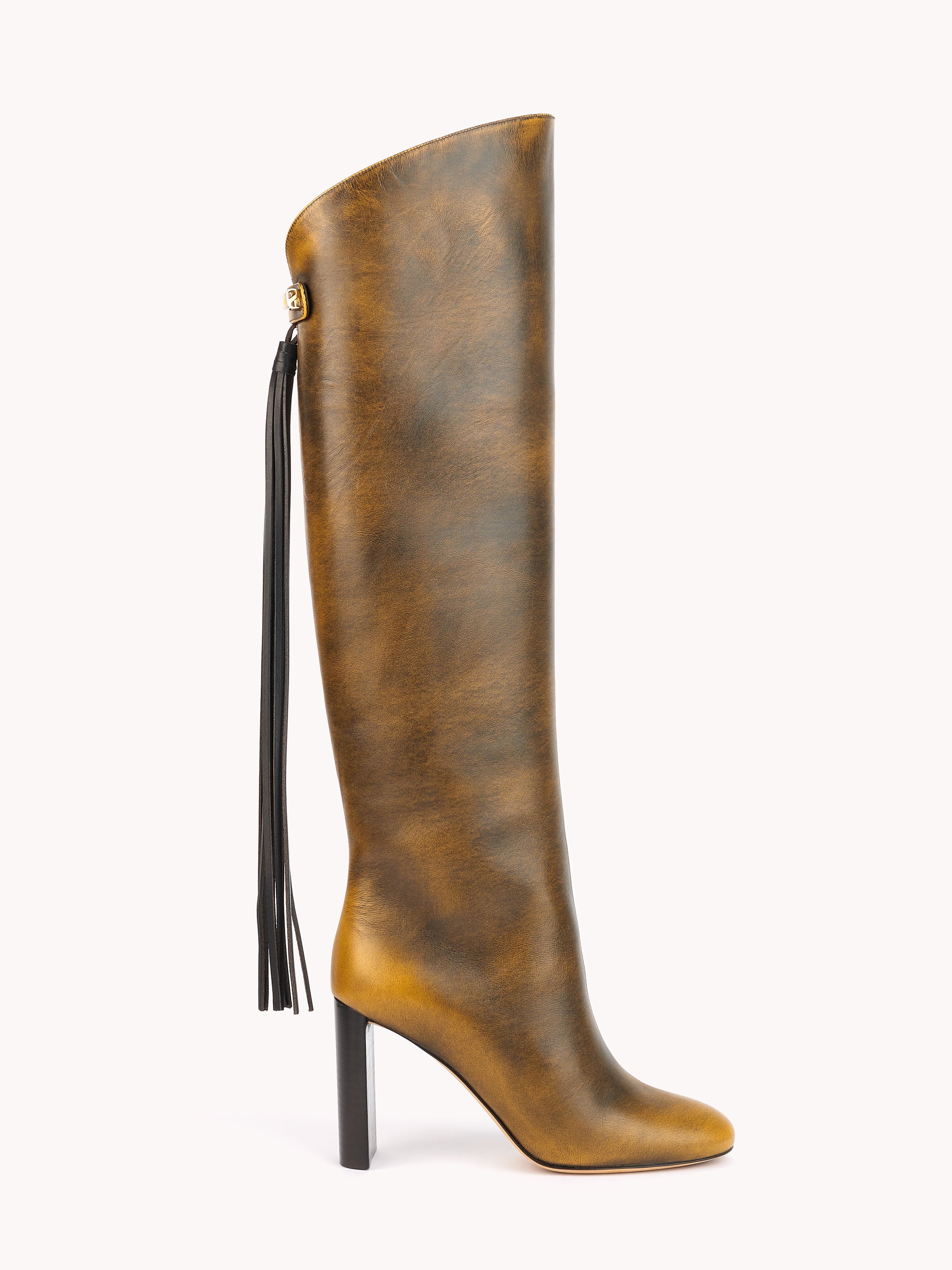 luxury equestrian golden brown leather high boots made in Italy skorpios