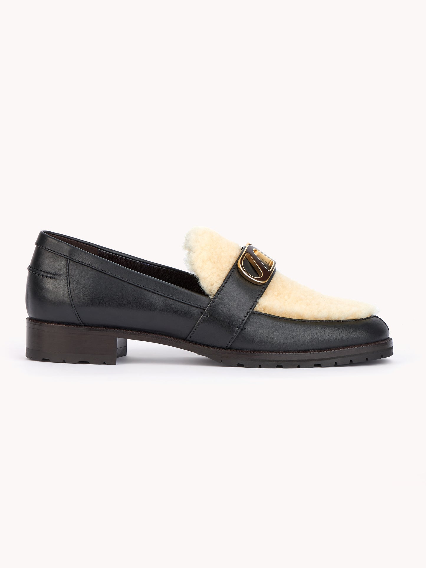 sheepskin black leather loafers skorpios