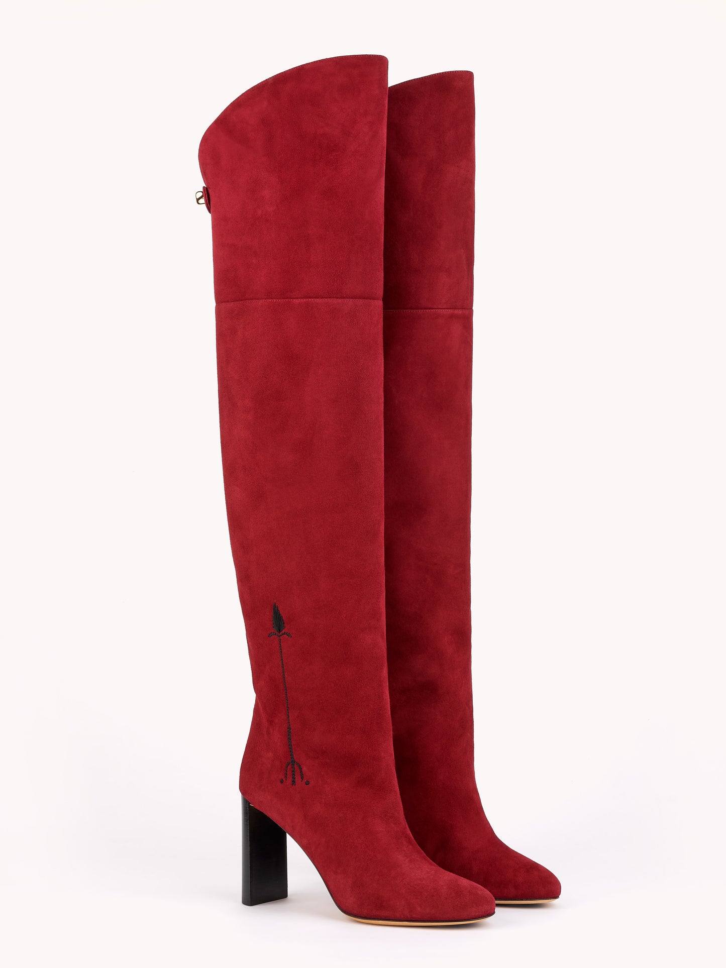 Marylin Malaga over-the-knee burgundy suede boots - Maison Skorpios by Adriana Abascal
