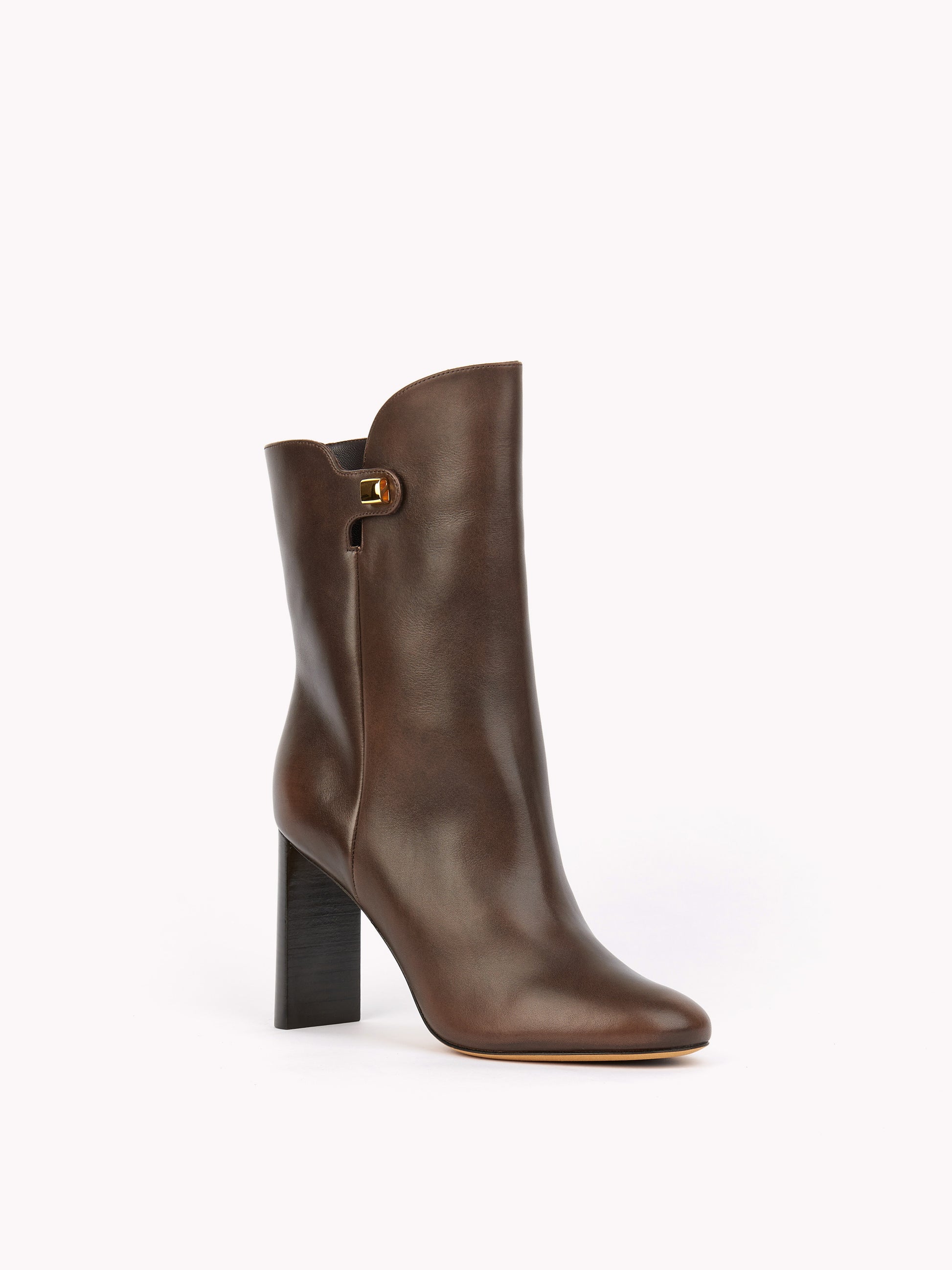 designer ankle boots brown chocolate leather high heels skorpios