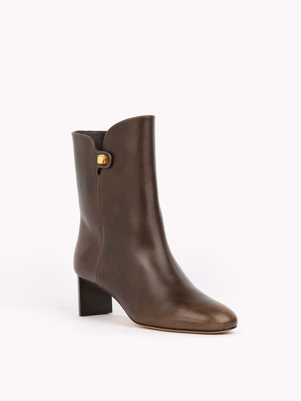 Gaby Mid-Heel Piper Chocolate Ankle Boots