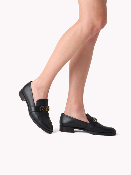 black brushed leather loafers skorpios