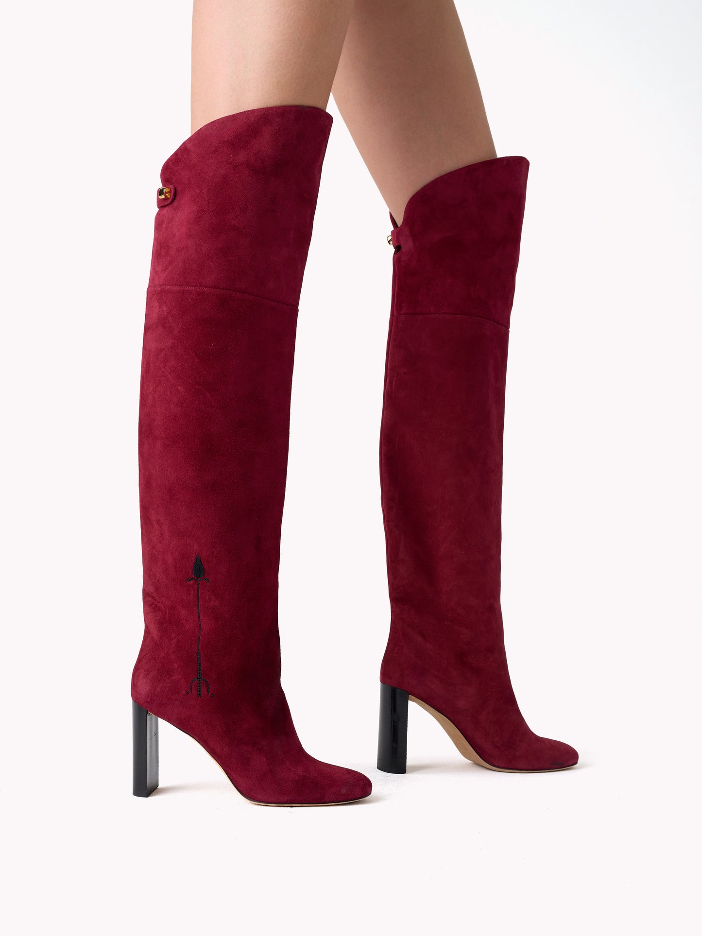 Marylin Malaga over-the-knee burgundy suede boots - Maison Skorpios by Adriana Abascal