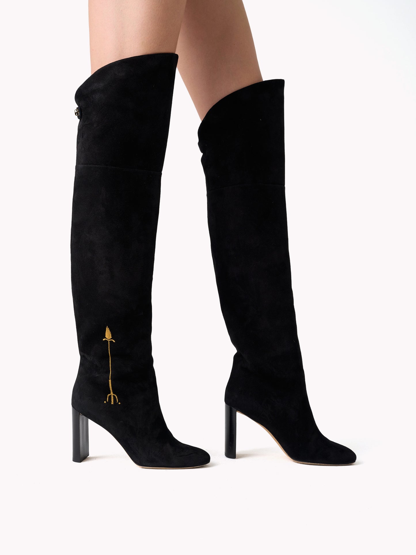 Marylin Malaga over-the-knee black suede boots - Maison Skorpios by Adriana Abascal