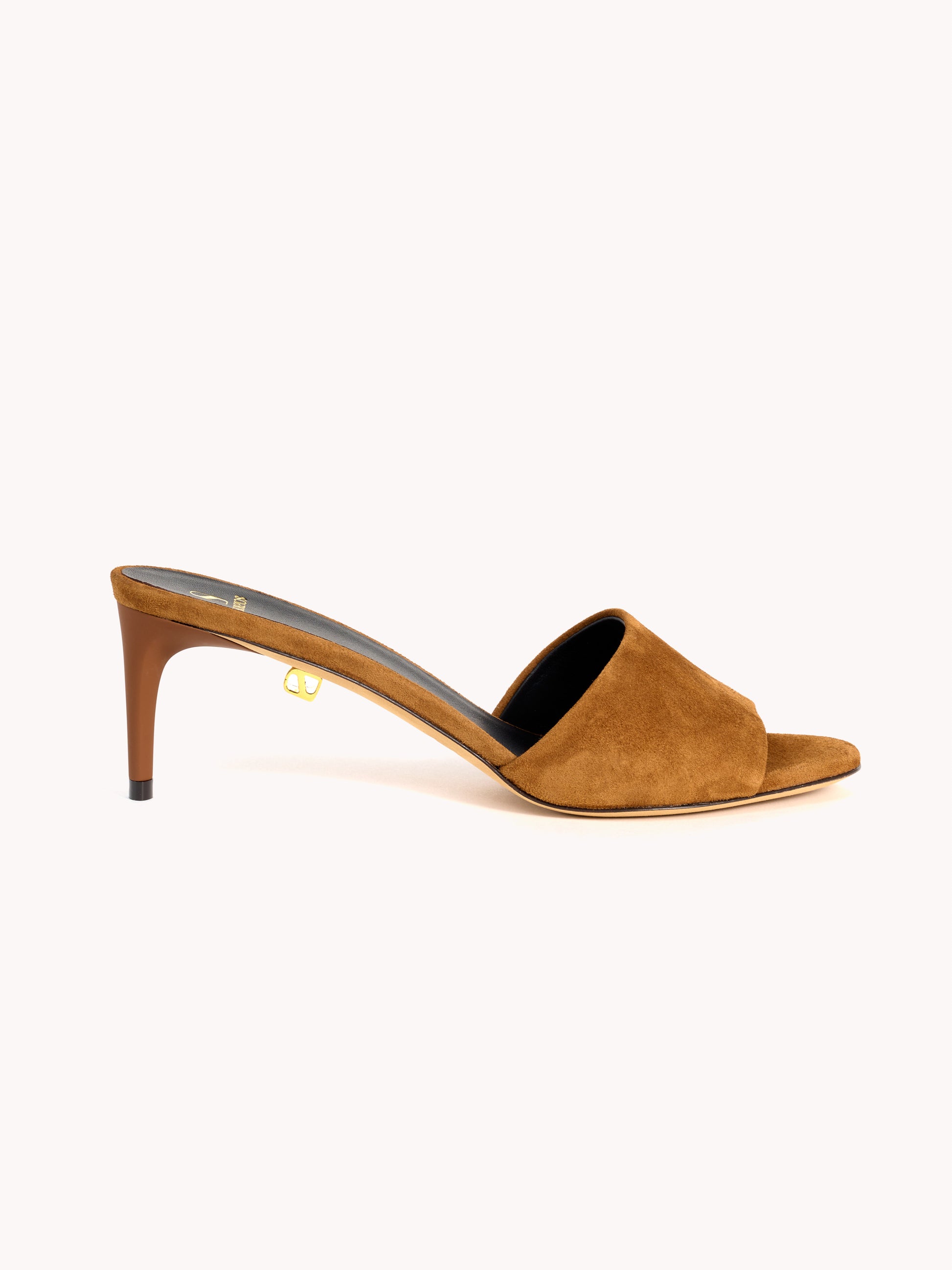 elegant cashmere brown suede mules mid-heel stiletto maison skorpios by adriana abascal emanuele filiberto
