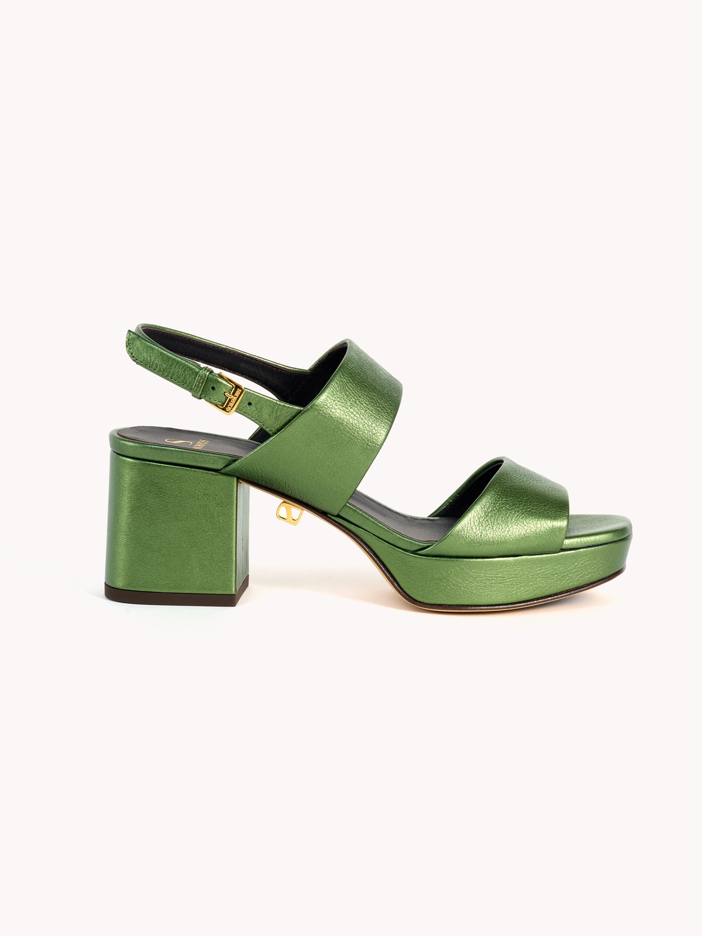 mid-heel metallic green sandals effortless chic women skorpios
