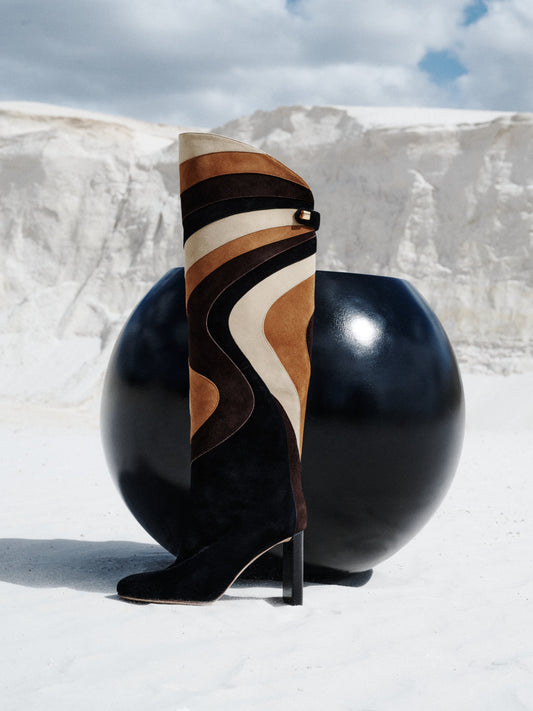 Original patchwork boots for women made in Italy by Adriana Abascal Emanuele filiberto di Savoia 