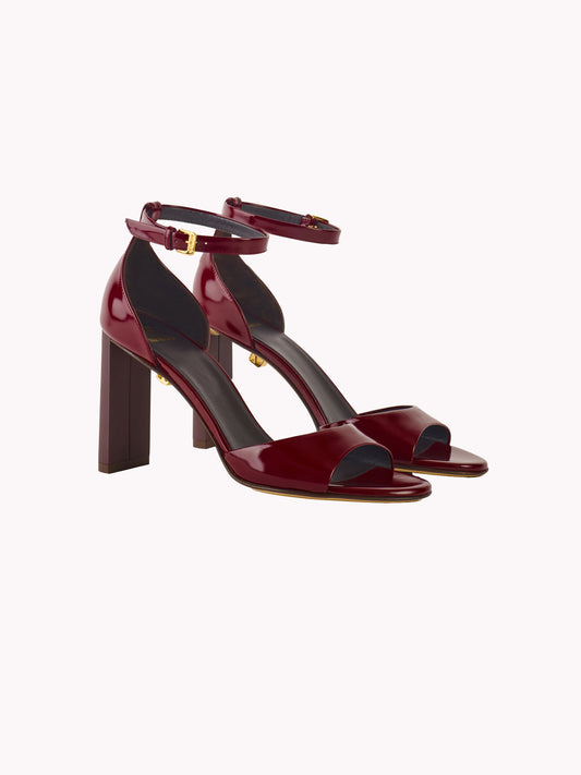 Valentina high-heel burgundy leather sandals - Maison Skorpios by Adriana Abascal