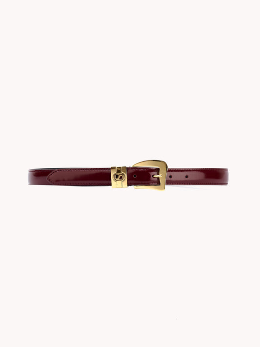 Ceinture Casual en cuir de veau glacé bordeaux - Maison Skorpios par Adriana Abascal