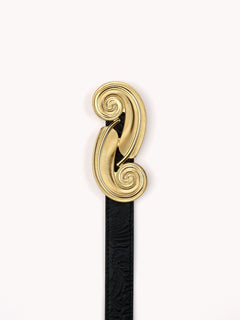 elegant luxury belt with feather gold brass buckle Maison Skorpios by Adriana Abascal