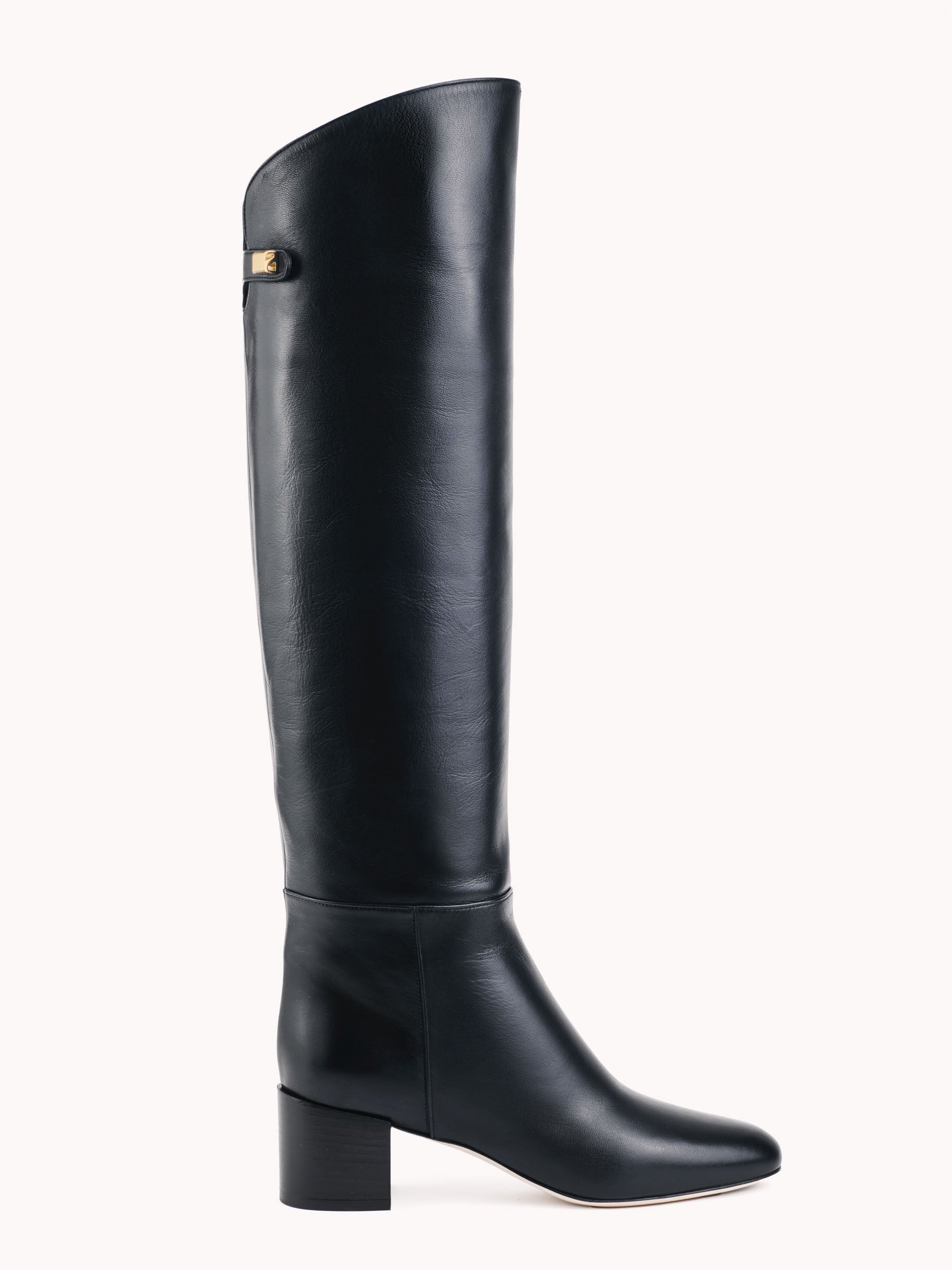 Bottes à talon moyen en cuir nappa noir Adry Up couture - Maison Skorpios par Adriana Abascal